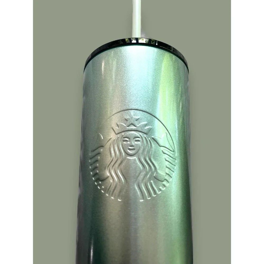 2022 Starbucks Green Ombre Stainless Steel Tumbler 16 oz Cold Cup NEW